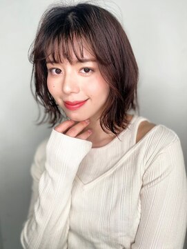 カバーヘア イヴ 戸頭店(COVER HAIR EVE) オン眉透けバングくせ毛風くびれミディアムp1戸頭20代30代40代