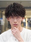 渋谷シャドウパーマメンズカットルーズパーマラウンドマッシュ
