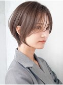 say.ショートボブ耳掛けショートローズブラウンイメチェン