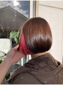 艶髪ボブ大人可愛い小顔ワンサイドショートボブ×インナーカラー