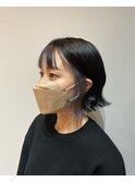 ★美髪イヤリングカラー外ハネ切りっぱなしボブ