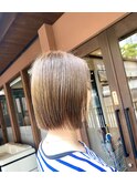 ブリーチなし/ハイトーン/グレージュ/ボブ/トリートメント