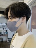 センターパートニュアンスパーマワンカールパーマ韓国コンマヘア