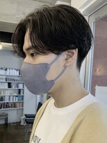 センターパートニュアンスパーマワンカールパーマ韓国コンマヘア