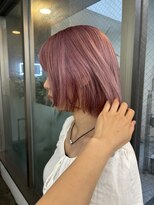 レコ 渋谷(LECO)&nbsp;くすみピンクのハイトーンボブ