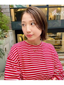 ノラ ヘアーサロン(NORA HAIR SALON) ナチュラル小顔前髪あり後れ毛サイドバング結べるボブくびれヘア