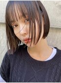 ミニボブ/大人可愛い/前髪あり/アッシュ