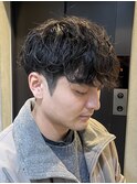 シャドウパーマ　韓国メンズ　シースルーマッシュ　
