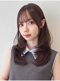小顔前髪シースルー顔まわりミディアムレイヤー10代20代30代40代