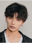 渋谷テテ風シャドウパーマメンズカットラウンドマッシュ刈り上げ