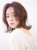 大人可愛いセンターパート ナチュラルレイヤー