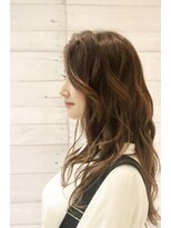 アッシュ 田無店(Ash)&nbsp;ロングウェーブ×オレンジベージュ