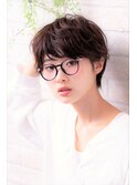 かきあげマロンベージュストカールくびれヘア黒髪Aラインボブ