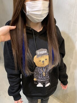 リエコー(RE'ECHO) ブリーチなし!プルエクステでブルーインナーカラー* エクステ/