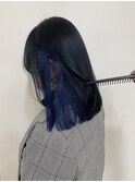インナーカラー ブルーブラック  ネイビーブルー