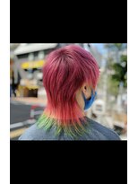 アース 高田馬場店(HAIR&MAKE EARTH) 派手髪　ピンク×グリーン