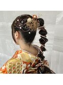 成人式 ポニーテール編みおろし
