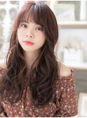 ピンクラベンダー外国人風小顔ウェーブパーマc6上尾20代30代40代
