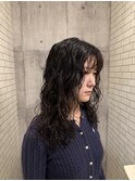 セミロングパーマ