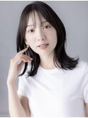 着物ヘア/ダークアッシュ/ミディアムレイヤーカット/いわき泉92