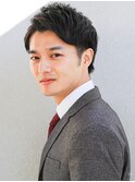 ビジネスマットショートレイヤーかき上げパーマトランクスヘア