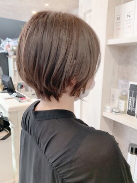 キャアリー(Caary) 福山市美容室Caary人気 丸みショートボブ パープルベージュ