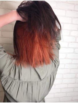 ラックスビーギャラリー なんば駅前店(LUXBE GALLERY) ＊津村＊style by LUXBE＊インナーカラー☆アプリコット