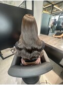 オリーブベージュ赤味消しカラーミディアムヘア髪質改善◎