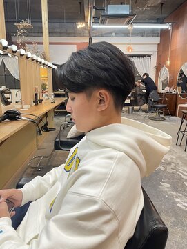 チャプター 問屋町(chapter) メンズセンターパートニュアンスパーマフェザーパーマ眉毛カット