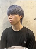 韓国マッシュウルフシルバーカラーブリーチフェザーマッシュ