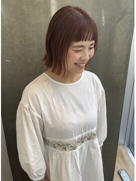 カエルムアヴェダ(CAELUM AVEDA) 切りっぱなしボブ×オレンジブラウン