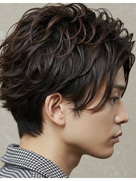 メンズエス 天満扇町(mens esu) ya垢抜けパーマ/ブラウンカラー/レイヤーカット/ふんわりパーマ