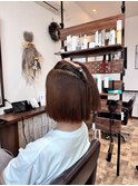30代40代50代黒髪小顔マニッシュナチュラルブラウンボブ