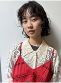ニュアンスパーマミディアム前髪カットショートボブ髪質改善
