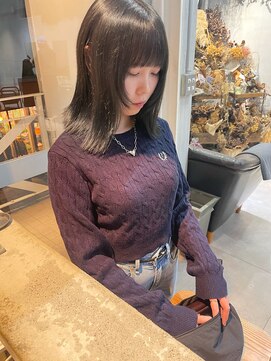 ミント(mint) フェイスレイヤーボブ×暗髪オリーブグレー