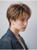 ハイトーンカラーフェザーパーマニュアンスパーマセンターパート