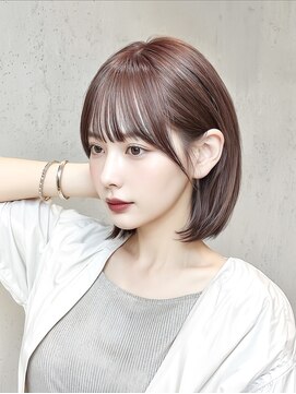 ナチュラル金山(NATURAL) 艶感ピンクグレージュ×丸みコンパクトボブ