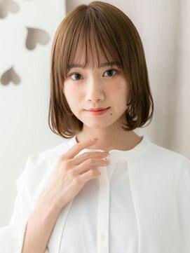 カバーヘアアンドスパ ブリス 浦和(COVER HAIR&SPA bliss) ミルクティーベージュブリーチなし顔周りレイヤーボブ20代30代X