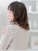 黒髪バレイヤージュ前下がりミディアムウルフa越谷20代30代40代