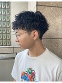 波巻きパーマ/メンズカット/メンズパーマ/センターパート