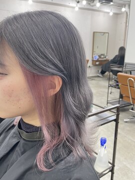 アジールヘア 北千住駅西口店(agir hair) インナーカラー ハイトーンシルバーペールピンクカラー 北千住