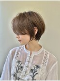 大人可愛い20代30代40代丸みショートボブ/インナーカラー韓国
