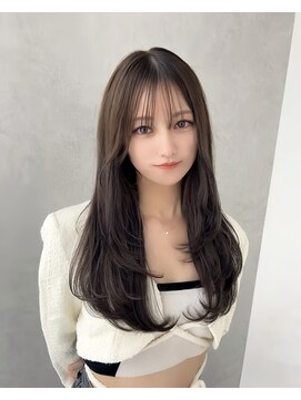 カシュカシュ 表参道(cache cache) 韓国ヘアレイヤーカットハッシュカット顔周りロングレイヤー