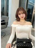 ラル 立川(lar)&nbsp;ベージュピンク_イメチェン美髪外ハネボブホワイトブロンド