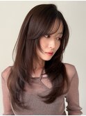 韓国風レイヤーカットブリーチダブルカラー前髪