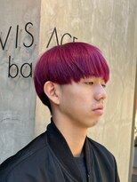 ヴィサージュバスク(VISAGE ba.s.k) 深みワインレッドのメンズマッシュヘア