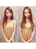 前髪エクステ20代30代ロング切りっぱなし艶感ストレート透明感
