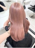顔周りカット　ペールピンク　艶カラー　ハイトーン　透明感