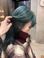 テトヘアー(teto hair) ミディアムレイヤー寒色系デザインカラー