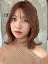 くびれミディアムボブ/20代30代40代/透明感カラー/秋色